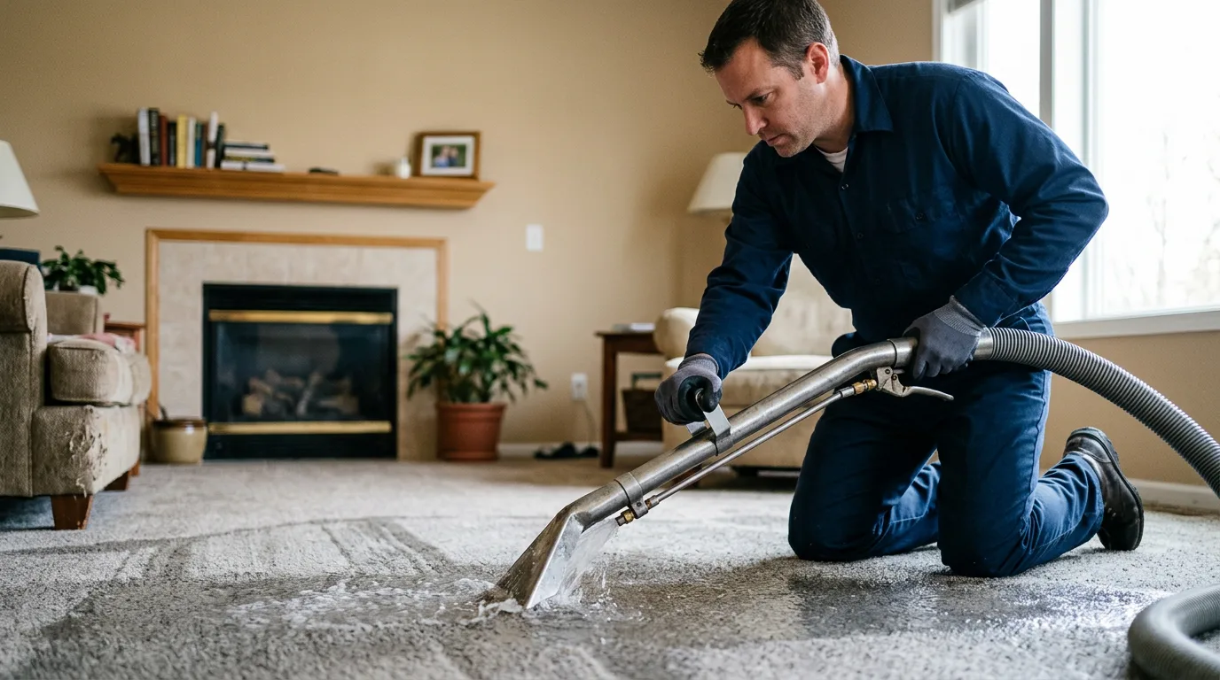 Water damage restoration technician working near Sacramento, PA
